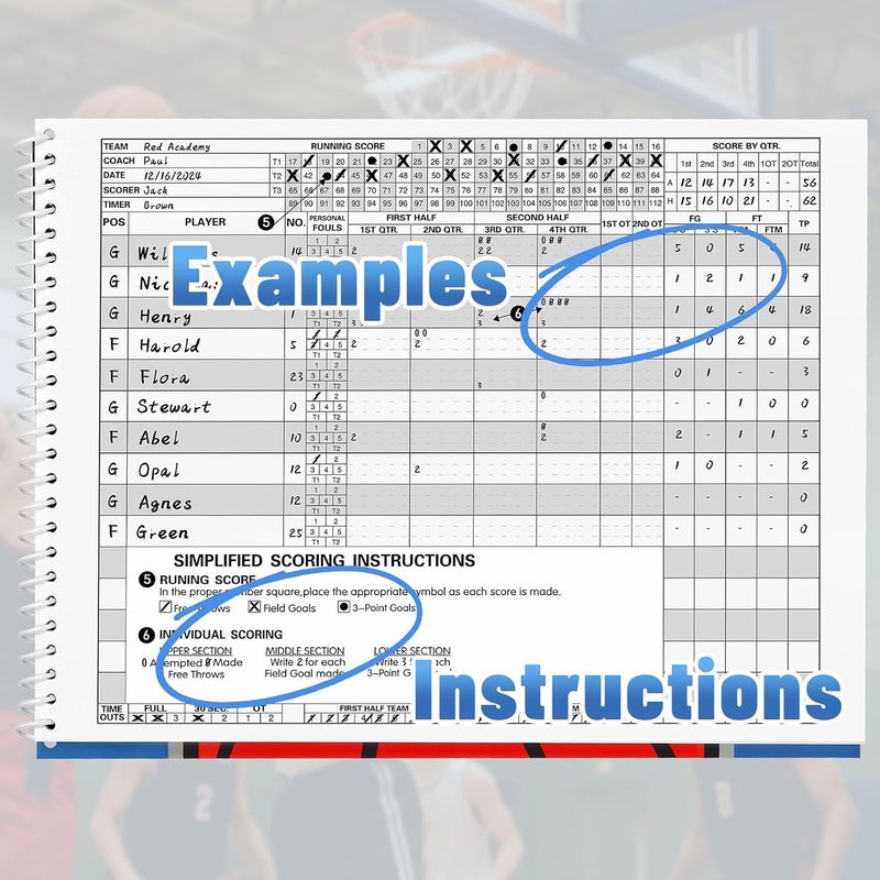 HIGHRAZON Basketball Scorebook 2025, 35 Games for Scorekeepers, 8.5" x 11" Score Keeping Book for Stats, Basketball Score Book for Adult, Youth, High School, Middle School, Little League - Image 5